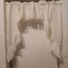 Cortinas de cozinha estilo antigo mundo vintage com bordas de ilhós 32 x 35 cada caseiro comprar usado  Enviando para Brazil