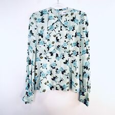 Blusa designer Erdem tamanho 6 8 azul pálido floral crepe Zoey manga comprida comprar usado  Enviando para Brazil