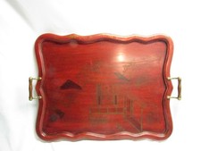 Bandeja decorativa grande de laca vermelha chinoiserie cena chinesa alças 25" X 20" comprar usado Bandeja decorativa grande de laca vermelha chinoiserie cena chinesa alças 25" X 20" comprar usado  Enviando para Brazil