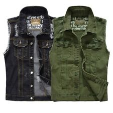Jaqueta jeans masculina sem mangas rasgada jeans colete colete desgastado comprar usado  Enviando para Brazil