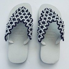 Joias personalizadas Havaianas flip flop praia casamento férias branco preto tamanho 9/10 comprar usado  Enviando para Brazil