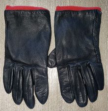 Usado, womens BLACK LEATHER GLOVES red soft lining ONE SIZE FITS MOST clean @@ comprar usado  Enviando para Brazil