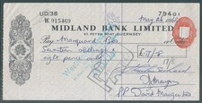 1962 used cheque for sale  VERWOOD