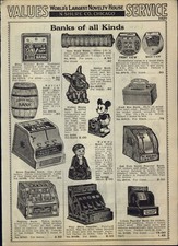 1938 ANÚNCIO DE PAPEL 3 Registro de Moedas Banco Play Store Brinquedo Mecânico Macaco Palhaço  comprar usado  Enviando para Brazil