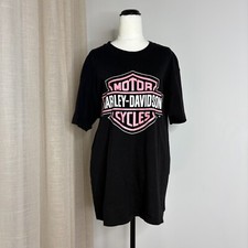 Camiseta Harley Davidson preta gráfica tamanho M logotipo rosa motocicleta, usado comprar usado  Enviando para Brazil