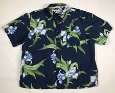 Camisa Palm Beach ajuste clássico estampa floral havaiana com botões GG azul branco verde comprar usado  Enviando para Brazil