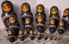 Usado, Matrioska russa ViNTaGe 18 peças. Bonecas de aninhamento empilháveis assinadas douradas comprar usado  Enviando para Brazil