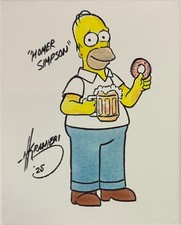 Usado, Arte original assinada por Nik Ranieri assinada com inscrição tela 8x10 JSA Homer Simpsons comprar usado  Enviando para Brazil
