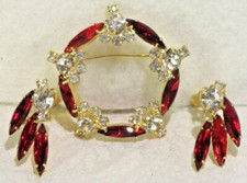 Usado, CONJUNTO DE BRINCO VINTAGE PEQUENO ELEGANTE RUBI VERMELHO NAVETTE ~ CÍRCULO ICE AB BROCHE BROCHE PIN comprar usado  Enviando para Brazil