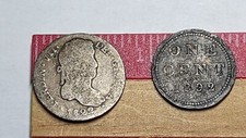 LOTE DE 2 MOEDAS ESTRANGEIRAS 1822 1 BOLÍVIA REAL E CORTADA 1892 UM CENTAVO CANADÁ comprar usado  Enviando para Brazil