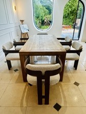 Travertine wood dining for sale  LOUGHTON