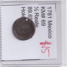 Usado, Moeda da Era Colonial Super RARA 1781 México 1/2 Real Prata Furada comprar usado  Enviando para Brazil