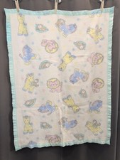 Usado, Cobertor de bebê vintage acabamento azul acrílico animais WPL 1675 35"x 46" comprar usado  Enviando para Brazil