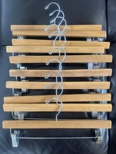 Cabides de calças de madeira sem marca cor natural com clipes ajustáveis 14 polegadas. Lote de 10 peças comprar usado  Enviando para Brazil