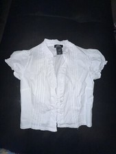 Camisa feminina Social Collision Juniors com babado branco tamanho XS NOVA SEM ETIQUETAS Pioneer comprar usado  Enviando para Brazil