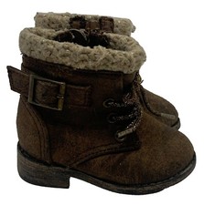 Bota Bebê Marrom Retrô Infantil Fuzzy Cadarço Top Lateral Zíper Sapato Infantil Tamanho 3 comprar usado  Enviando para Brazil