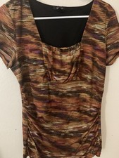 Blusa Style & Co marrom laranja feminina grande reúne na lateral $ painel frontal comprar usado  Enviando para Brazil