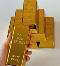 1 peça decoração luxuosa de tijolos de ouro 24k 1000g galvanizada a ouro real EUA comprar usado  Enviando para Brazil