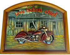 Usado, Placa vintage 1946 Indian Chief Motorcycle 20" X 24" madeira pintada à mão 3D comprar usado  Enviando para Brazil