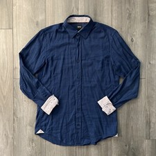 Camisa masculina Boss Hugo Boss S manga longa com botões azul quadriculada comprar usado  Enviando para Brazil