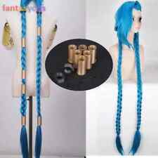 Peruca cosplay LOL Jinx grampo de cabelo adereço tranças azuis o canhão solto cabelo sintético, usado comprar usado  Enviando para Brazil