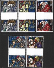 Usado, Natal 1992 Sg 1634/1638. Pares de calhas de vitrais, sem marca de charneira comprar usado  Enviando para Brazil
