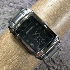Relógio Emporio Armani masculino AR-0245 moda quartzo tom prata analógico 27mm 6 3/4" comprar usado  Enviando para Brazil