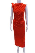 Vestido Narciso Rodriguez feminino com zíper lateral sem mangas gola alta laranja tamanho XS comprar usado  Enviando para Brazil