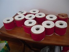 Fita de veludo vermelho Natal com fio borda acabamento tecido de embrulho 10 rolos, usado comprar usado  Enviando para Brazil
