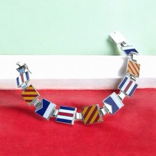 Usado, Antiga pulseira de bandeira náutica da Segunda Guerra Mundial prata esterlina 7,5 pol. esmalte de pulso década de 1940 comprar usado  Enviando para Brazil