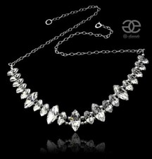SWAROVSKI KRYSZTAŁY PIĘKNY NASZYJNIK ŚLUBNY KRYSZTAŁ NAWIGACJA SREBRO STERLING na sprzedaż  PL