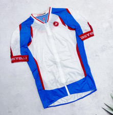 Camiseta de ciclismo Castelli Rosso Corsa zíper completo branca, azul e vermelha tamanho médio comprar usado  Enviando para Brazil