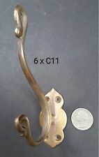 Usado, 6 X Lg Bronze Sólido Estilo Vintage Antiguidade Chapéu Casaco Dupla ornamentado Ganchos 6" #C11 comprar usado  Enviando para Brazil