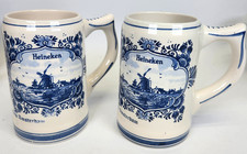2 canecas vintage Heineken Delft cerveja azul e branca Stein Holland Delftsche 12 oz comprar usado  Enviando para Brazil