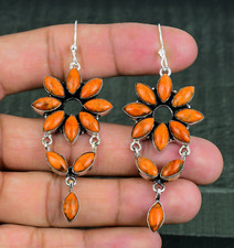 Brinco de prata esterlina 925 feito à mão com pedra preciosa coral esponja laranja comprar usado  Enviando para Brazil