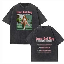 Camiseta Lana Del Rey UK & Ireland Stadium Tour 2025 Vintage Lavagem – Unissex Gola O, usado comprar usado  Enviando para Brazil