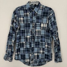 Camisa Ralph Lauren Abotonada Hombres Talla M Azul Blanco Retazos Madras Ajuste Personalizado segunda mano  Embacar hacia Mexico