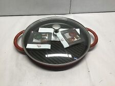 Grelha a vapor redonda de ferro fundido STAUB, 12 polegadas, vermelho vermelho vermelho vermelho, usado comprar usado  Enviando para Brazil