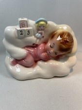 Plantador de bolso de parede vintage Shafford bebê menina #4422 berçário retrô MCM Kitsch comprar usado  Enviando para Brazil