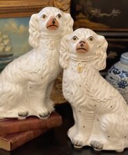 🎄🎄🎄 Glorioso XL Raro 19C Branco Inglês Staffordshire Spaniel Par 12,75”, usado comprar usado  Enviando para Brazil