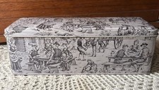 Caixa retangular vintage estilo colonial estanho metal com tampa articulada aproximadamente 10”x4”x4” comprar usado  Enviando para Brazil