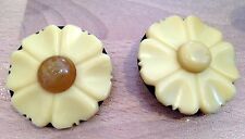 Lote de dois pinos/broches vintage de galalita e flores de vidro comprar usado  Enviando para Brazil