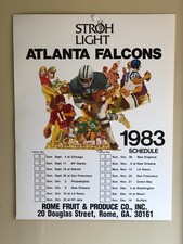 Pôster Atlanta Flacons ORIGINAL 1983 programação de futebol cerveja leve palha 17"x22", usado comprar usado  Enviando para Brazil