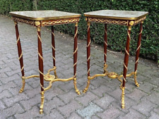 Mesas Louis XVI par de mogno (2) com tampos de mármore e suportes de bronze elegantes comprar usado  Enviando para Brazil