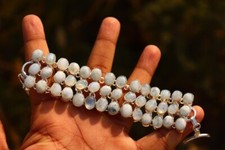 Pulsera de plata de ley 925 con piedras preciosas de luna naturales hecha a mano-8" segunda mano  Embacar hacia Mexico