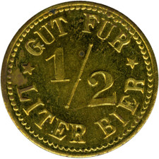 ☆ ☆ ALEMANHA ☆ TOKEN DE CERVEJA • 1/2 LITRO • TOKEN ANTIGO ALEMÃO ☆ JETON NOTMUNZE ☆C2461, usado comprar usado  Enviando para Brazil