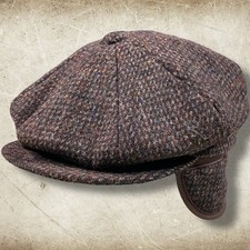 Boné Newsboy Vintage Eddie Bauer Harris Tweed Tamanho M Marrom Tecido à Mão Abas de Orelha comprar usado  Enviando para Brazil