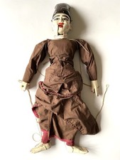 Boneca marionete vintage antiga asiática birmanesa arte popular madeira comprar usado  Enviando para Brazil