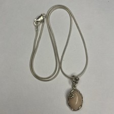 Usado, Coral rosa prata esterlina 925 vintage? Colar pingente de pedra corrente 6,4 g 16 pol. comprar usado  Enviando para Brazil