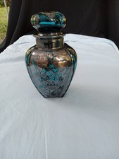 JARRO DE VIDRO AZUL-PETRÓLEO DEPÓSITO PRATA com CAPA DECORAÇÃO FLORAL E FRUTA ESTILO ART DÉCO comprar usado  Enviando para Brazil